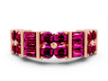 Round and Baguette Garnet Anniversary Band in Rose gold with Channel and Prong Setting
