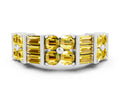 Round and Baguette Yellow Sapphire Anniversary Band in Silver with Channel and Prong Setting