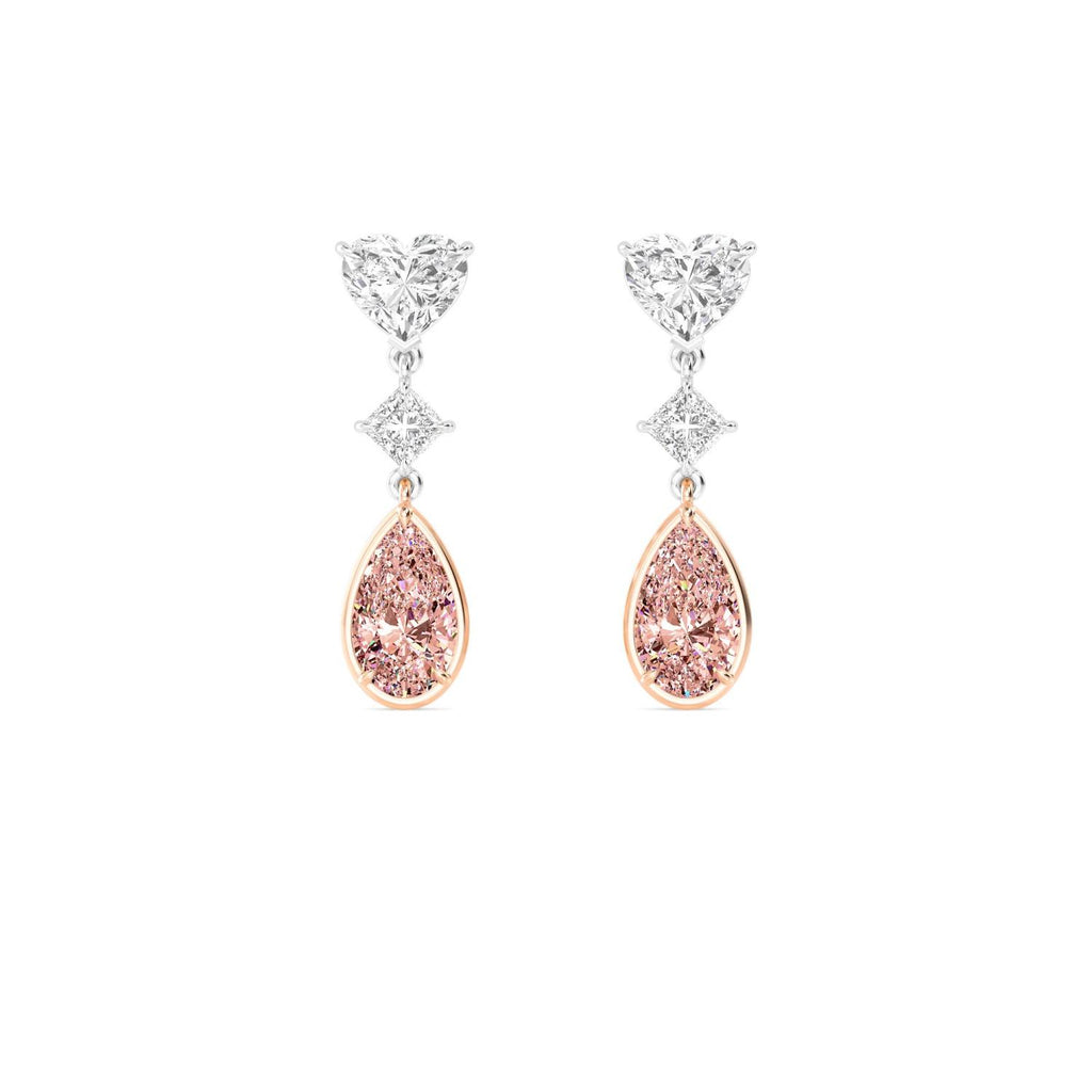 Rose & White gold Diamond Earrings · 9.17 ctw