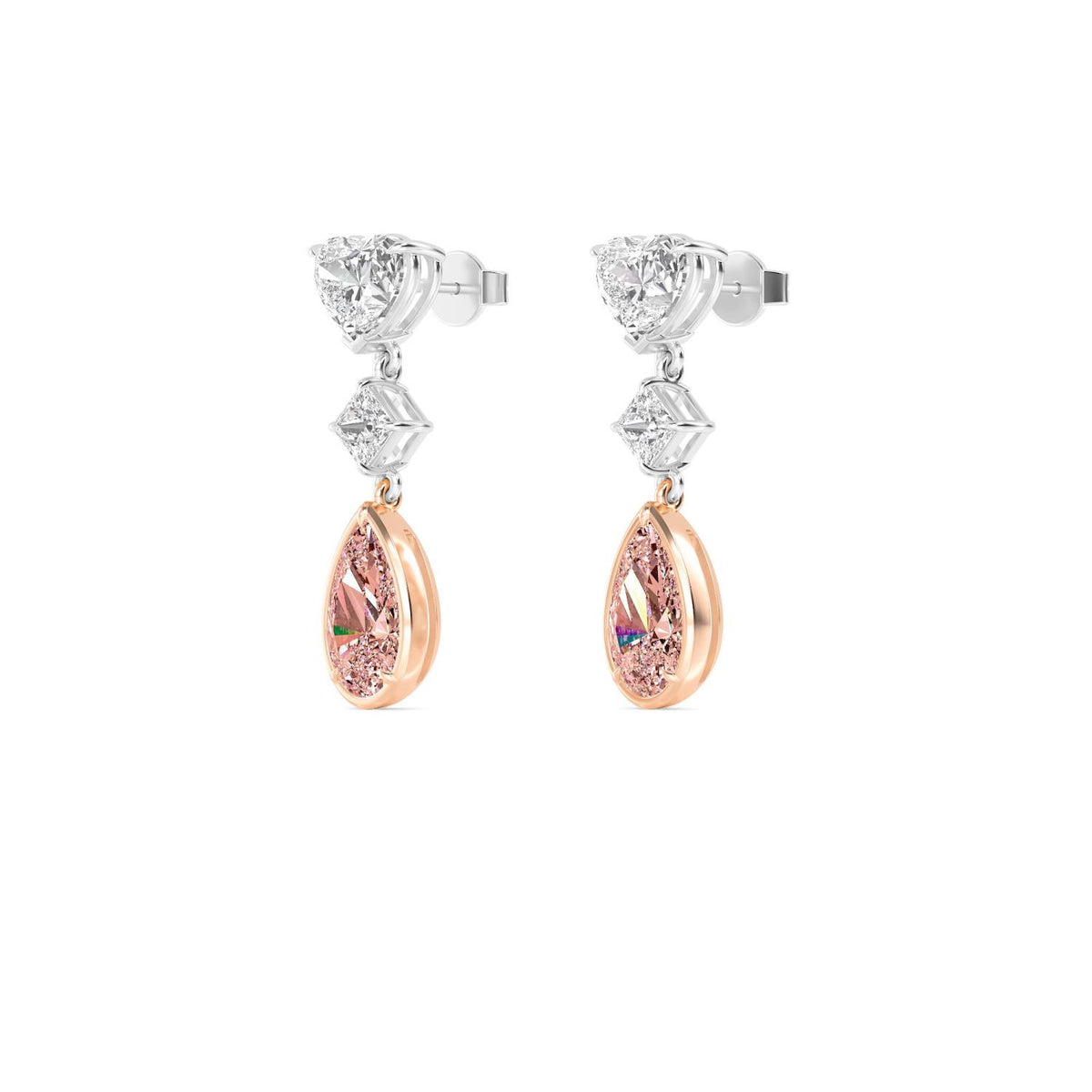 Rose & White gold Diamond Earrings · 9.17 ctw