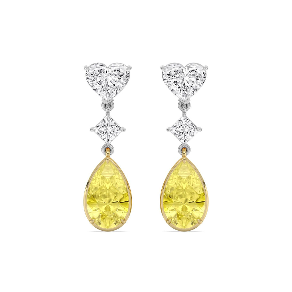 Yellow & White gold Diamond Earrings · 10.36 ctw