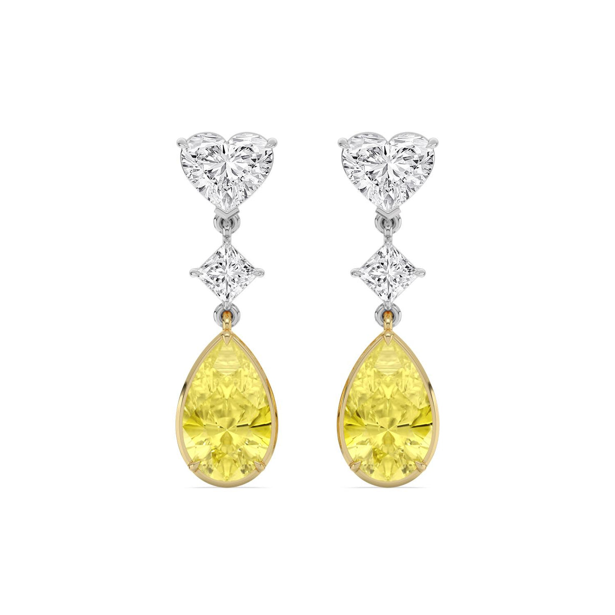 Yellow & White gold Diamond Earrings · 10.36 ctw