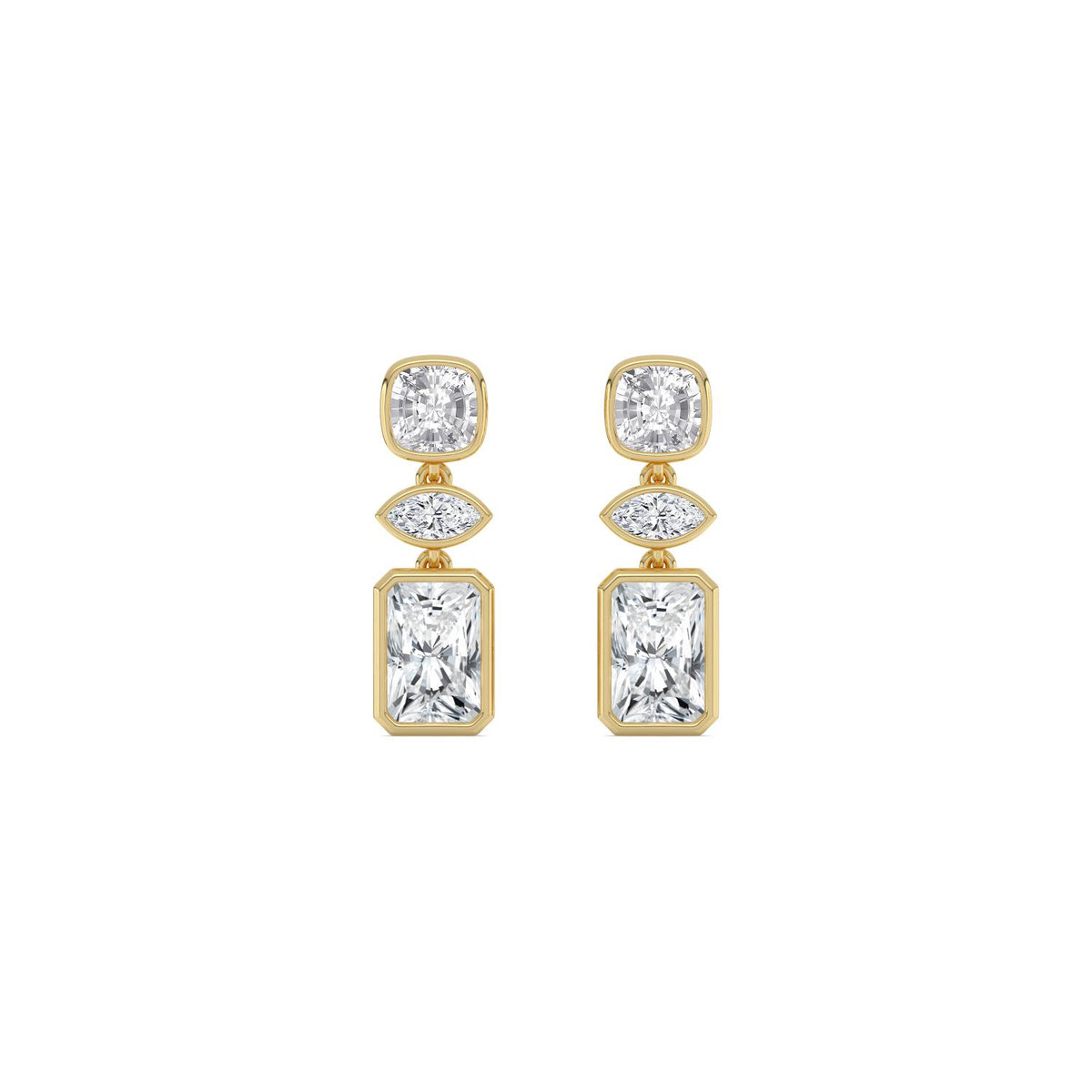 Yellow gold Diamond Earrings · 3.25 ctw