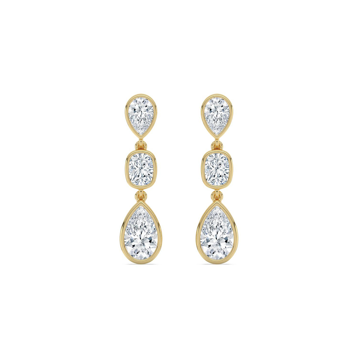 Yellow gold Diamond Earrings · 3.47 ctw