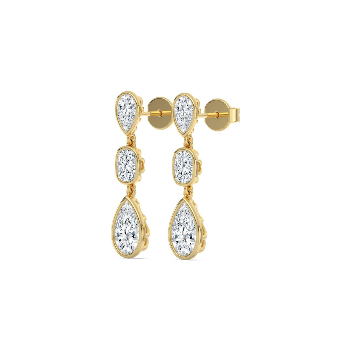 Yellow gold Diamond Earrings · 3.47 ctw
