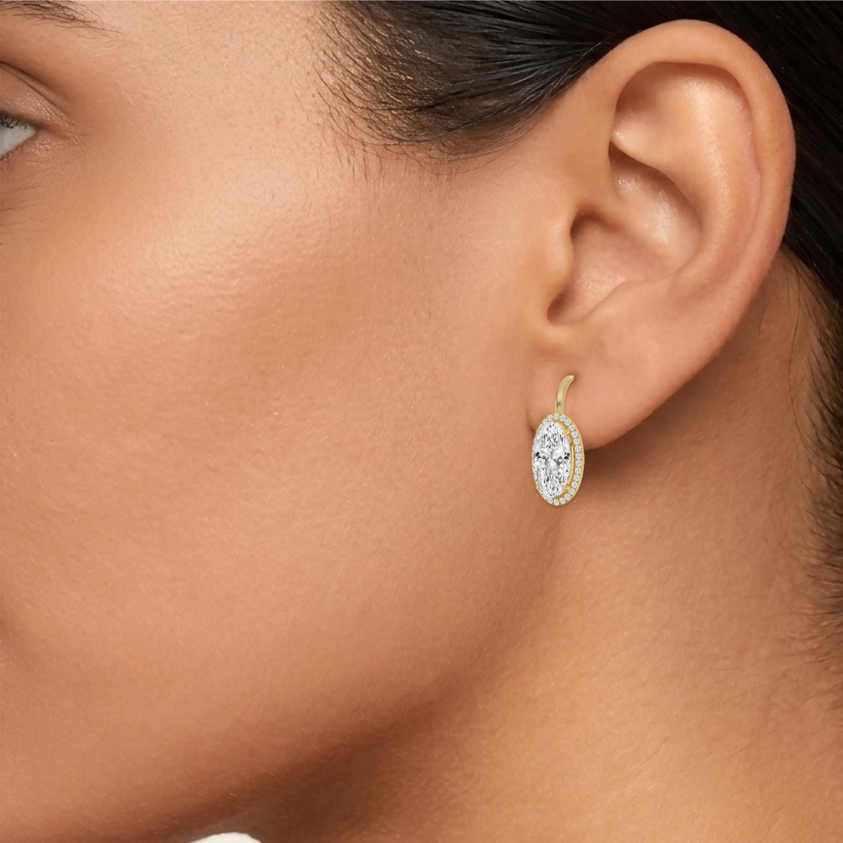 Yellow gold Diamond Earrings · 3.22 ctw