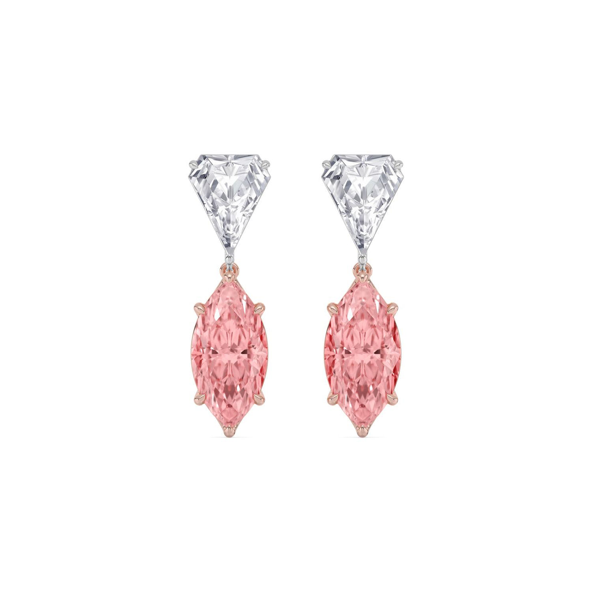 Rose & White gold Diamond Earrings · 7.39 ctw