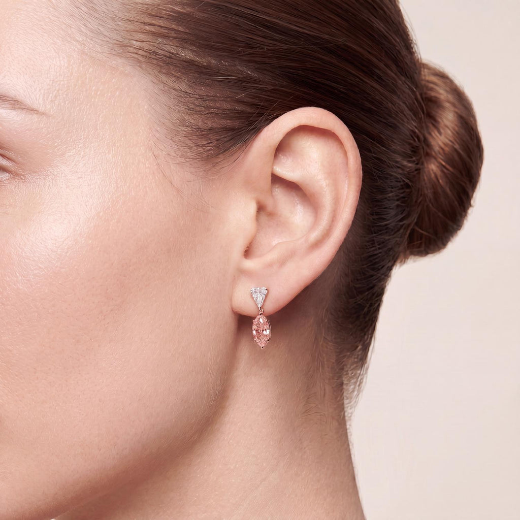 Rose & White gold Diamond Earrings · 7.39 ctw