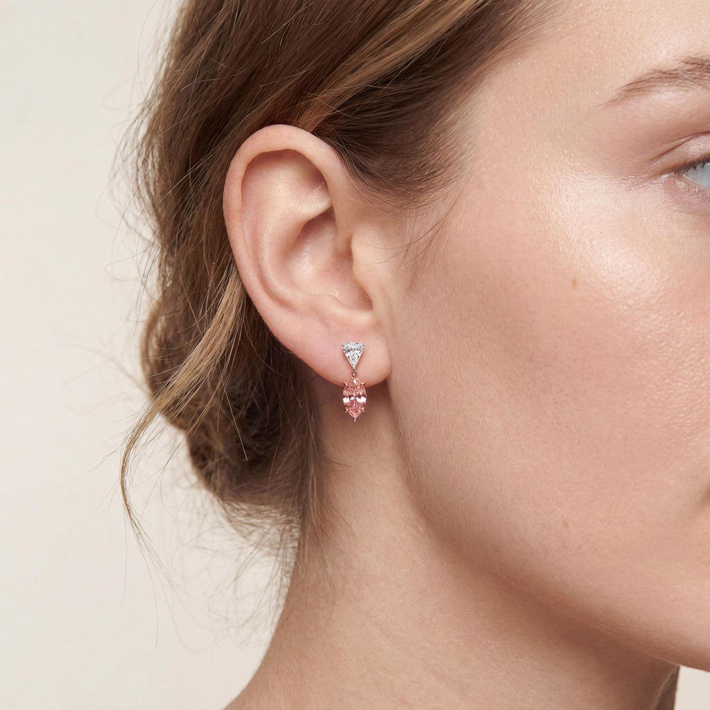 Rose & White gold Diamond Earrings · 7.39 ctw