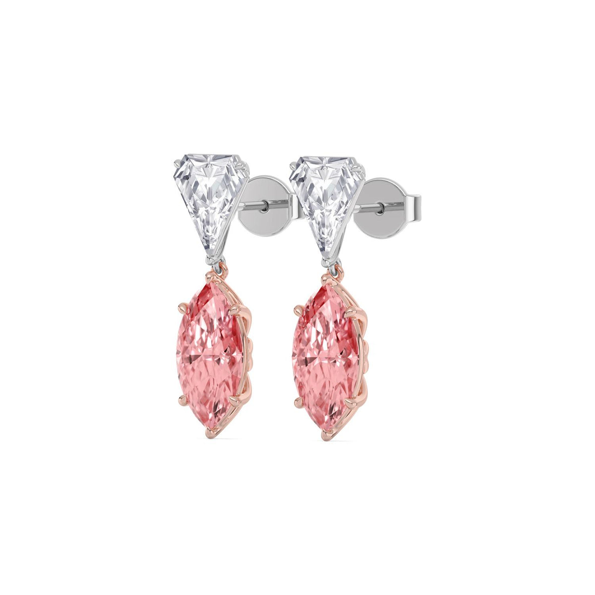 Rose & White gold Diamond Earrings · 7.39 ctw