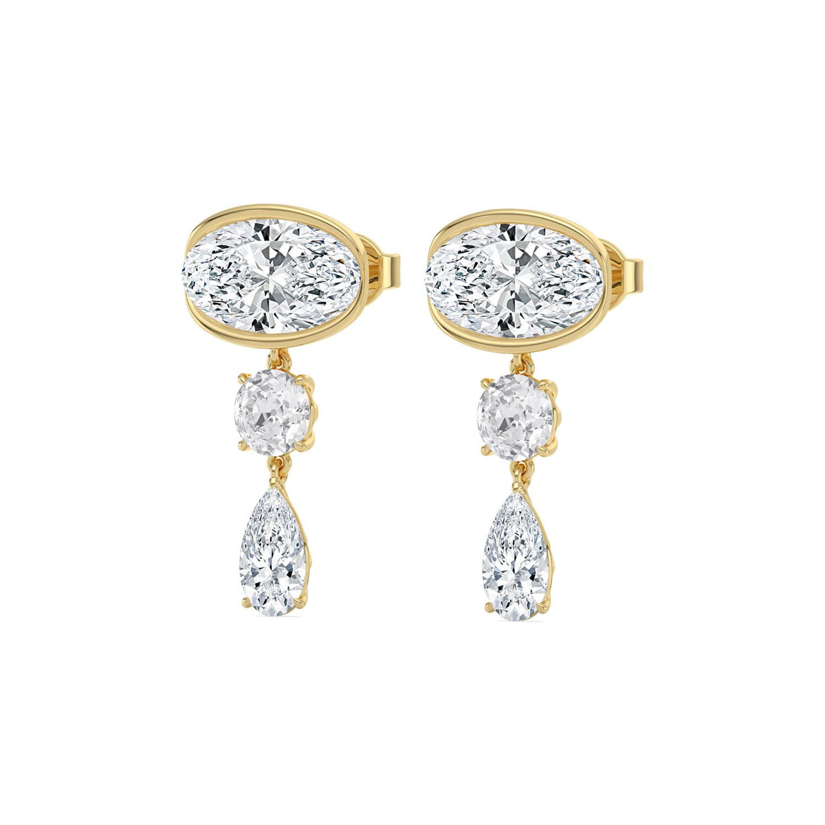 Yellow gold Diamond Earrings · 8.98 ctw
