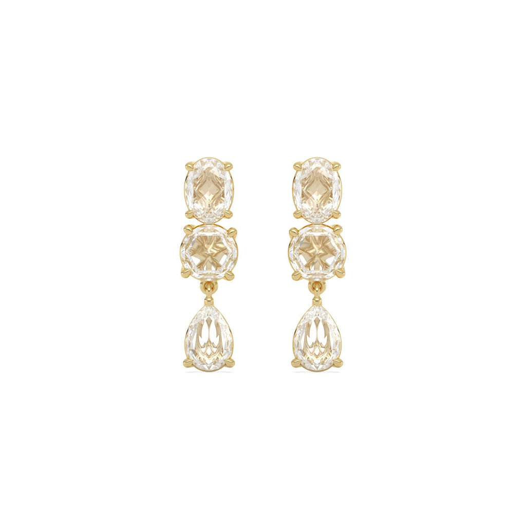 Yellow gold Diamond Earrings · 3 ctw