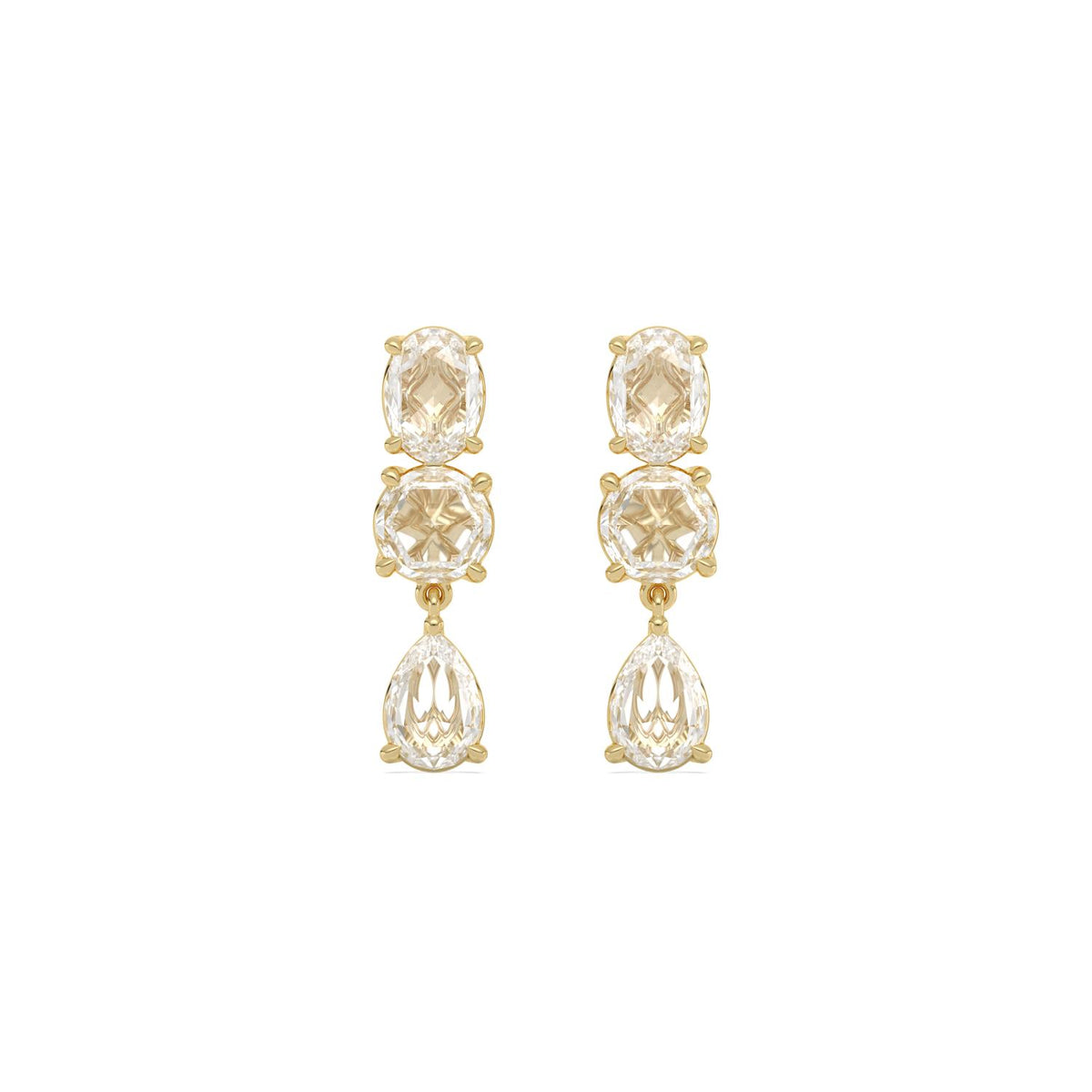 Yellow gold Diamond Earrings · 3 ctw