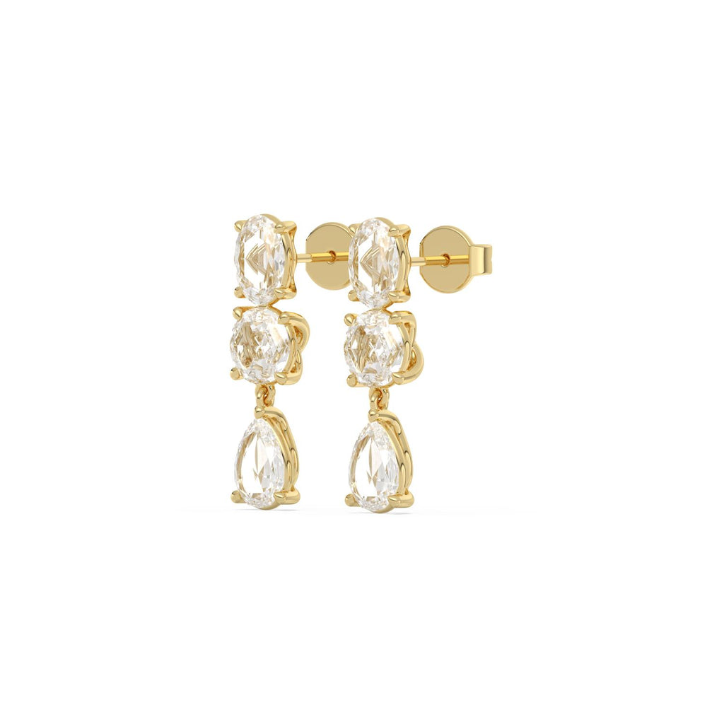 Yellow gold Diamond Earrings · 3 ctw