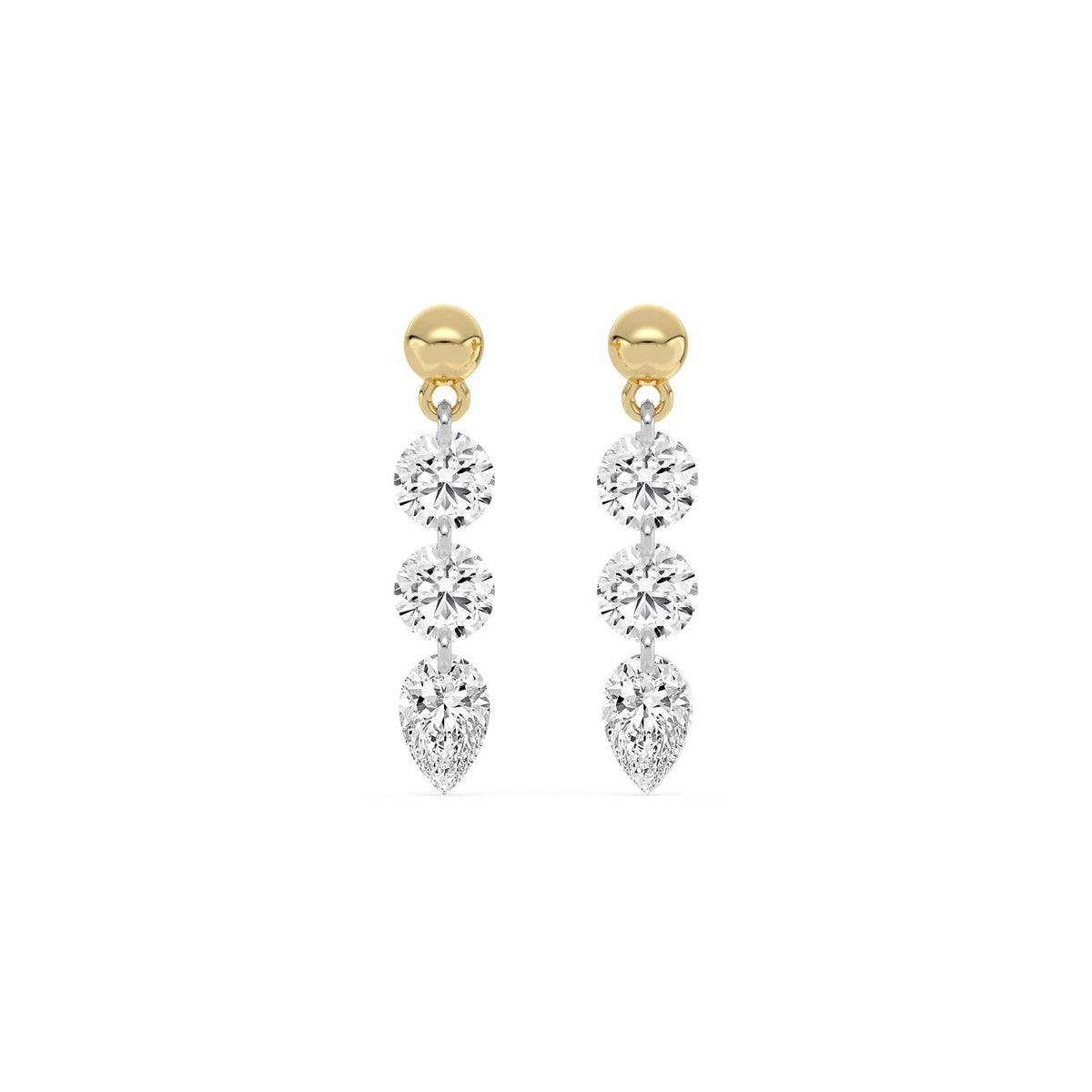 Yellow gold Diamond Earrings · 3.18 ctw