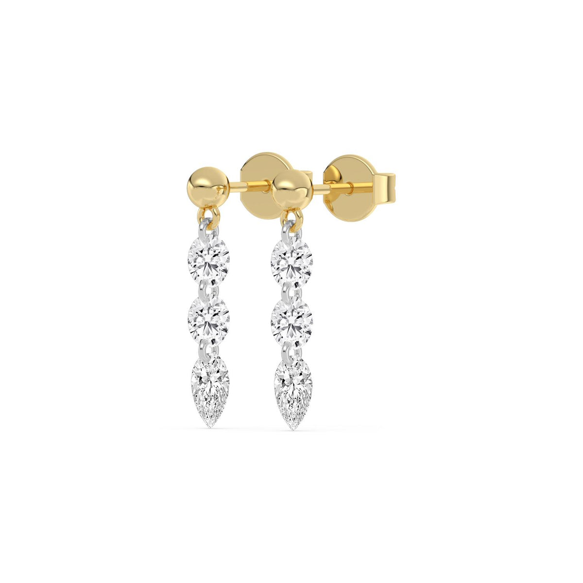 Yellow gold Diamond Earrings · 3.18 ctw