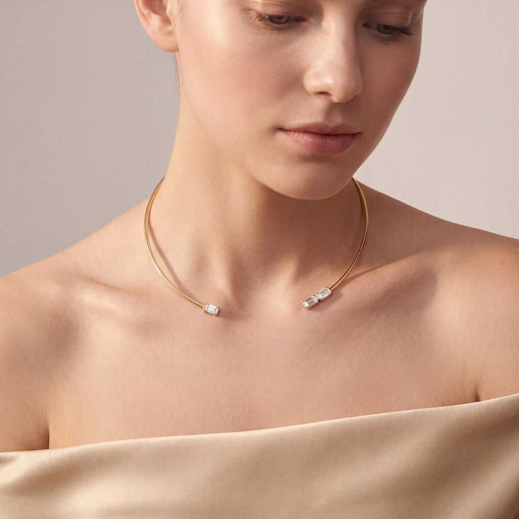 Yellow gold Diamond Necklace · 3 ctw