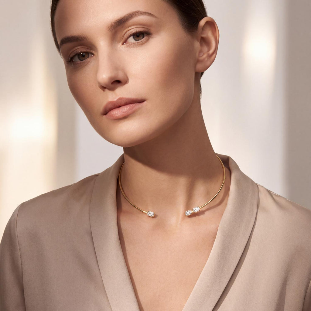 Yellow gold Diamond Necklace · 3 ctw