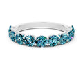 Shared Prong Round Blue Topaz Eternity Band in White gold with Continuous Circle 