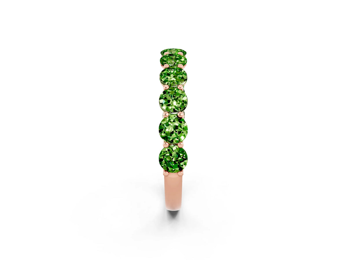 Shared Prong Round Peridot Eternity Band in Rose gold with Continuous Circle