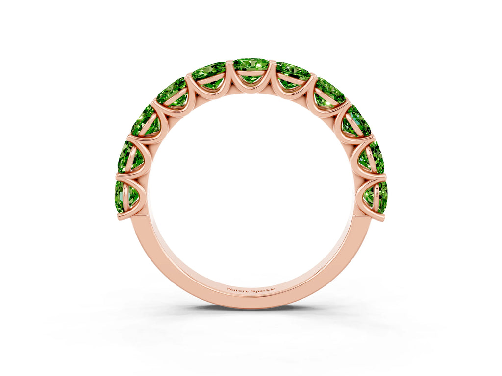 Shared Prong Round Peridot Eternity Band in Rose gold with Continuous Circle
