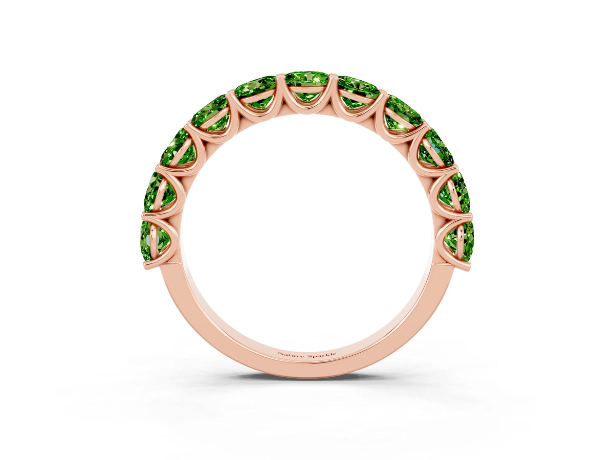 Shared Prong Round Peridot Eternity Band in Rose gold with Continuous Circle