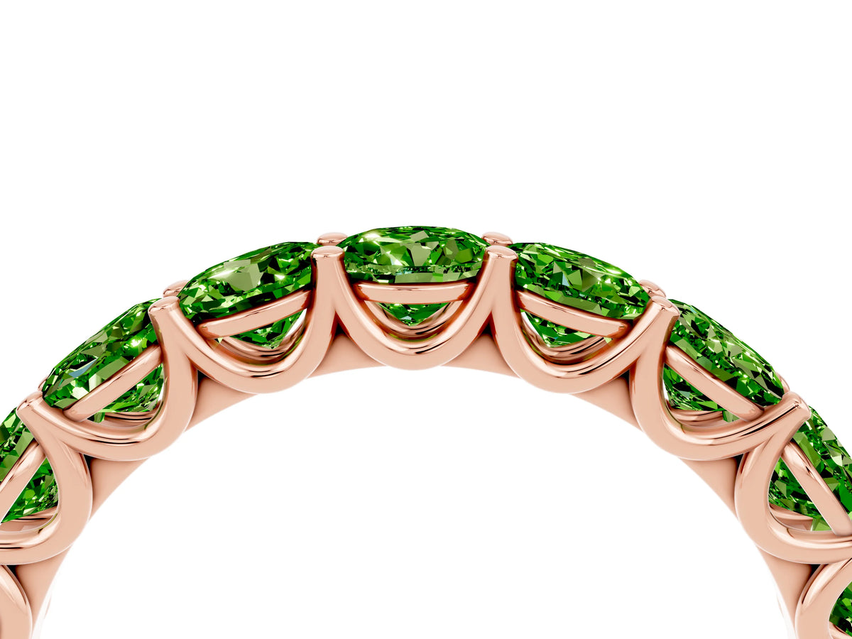 Shared Prong Round Peridot Eternity Band in Rose gold with Continuous Circle