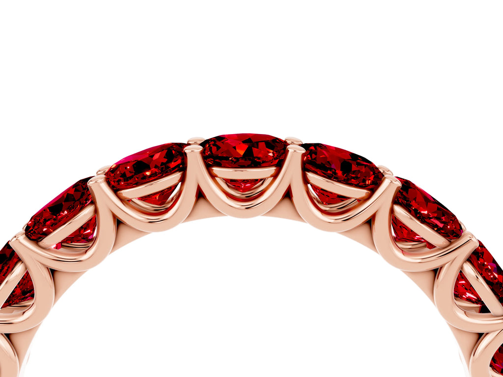 Shared Prong Round Ruby Eternity Band in Rose gold with Continuous Circle