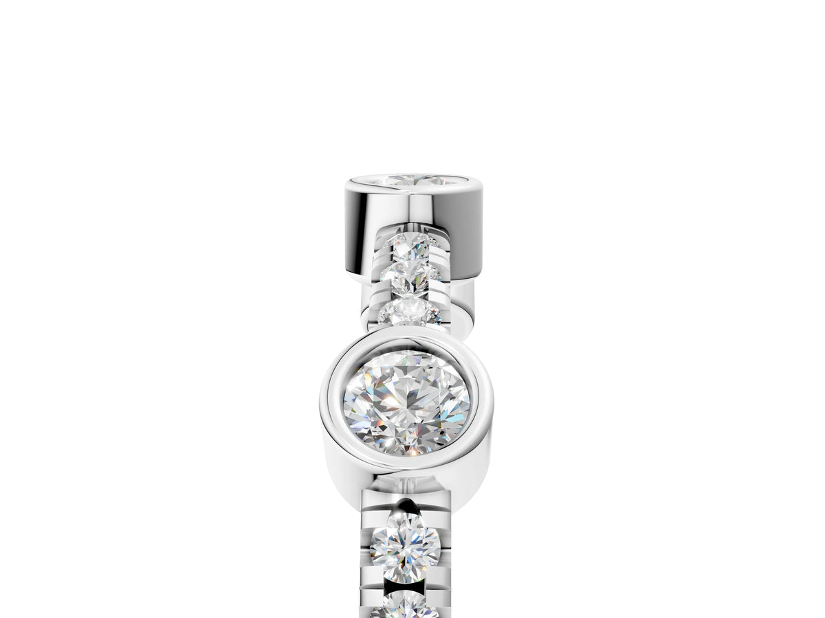 Silver Bezel Set Round Diamond Pavé Band