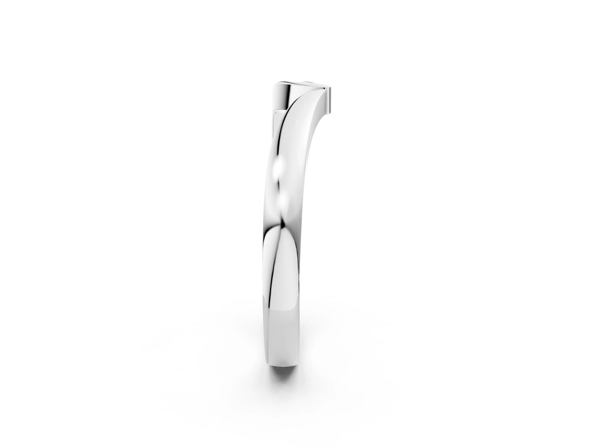 Silver Channel Set Round Diamond Contour Band
