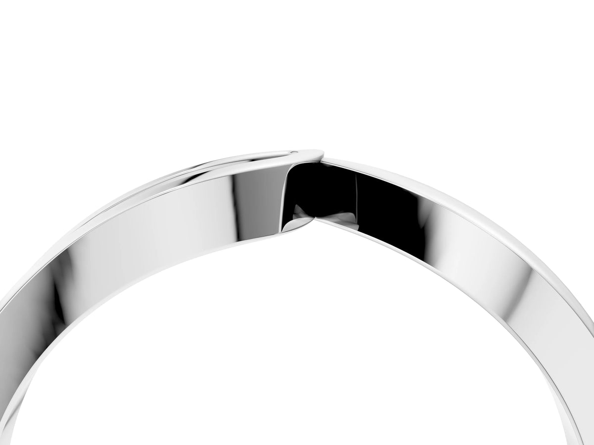 Silver Channel Set Round Diamond Contour Band
