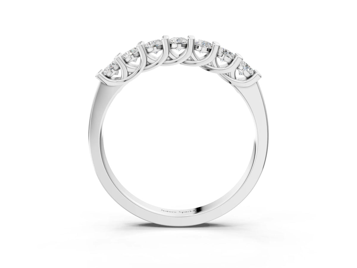 Silver Channel-Set Round Diamond Half-Eternity Band