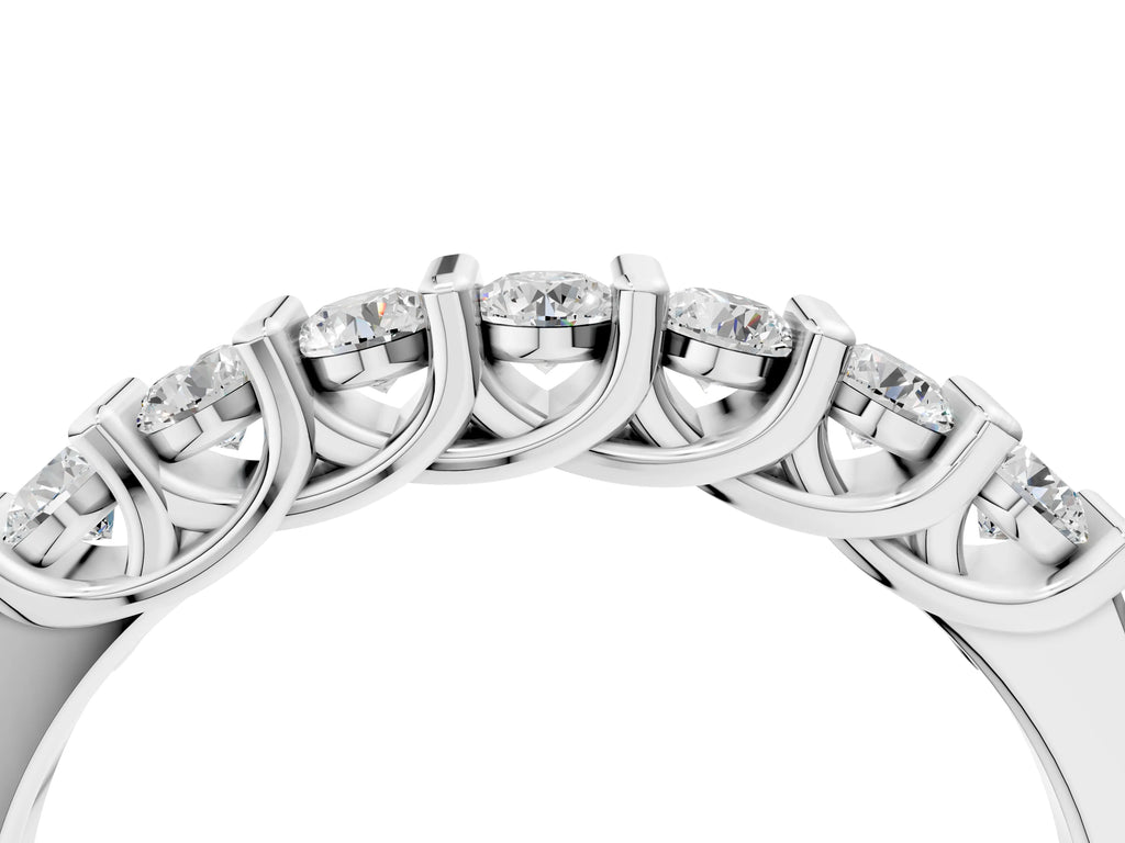 Silver Channel-Set Round Diamond Half-Eternity Band