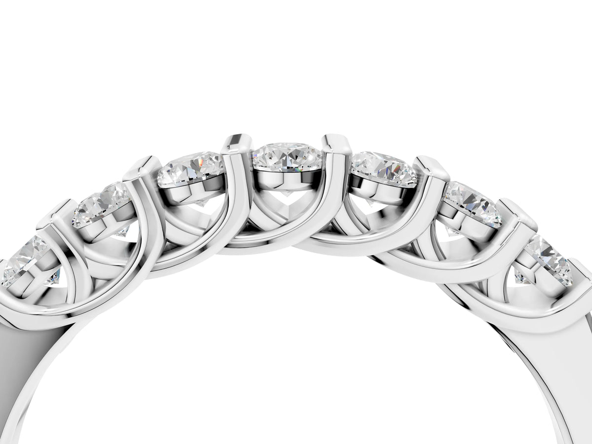 Silver Channel-Set Round Diamond Half-Eternity Band