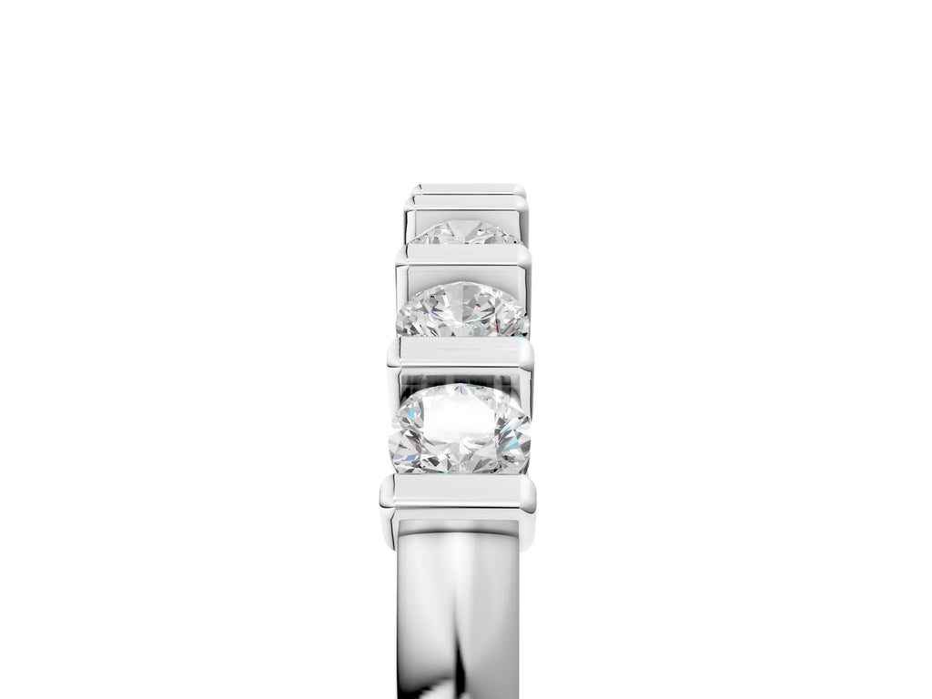 Silver Channel-Set Round Diamond Half-Eternity Band