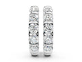 Silver Channel-Set Round Diamond Hoop Earrings