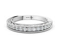 Silver Channel Set Round Diamond Milgrain Edge Eternity Band