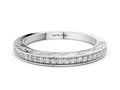 Silver Channel Set Round Diamond Milgrain Engraved Band