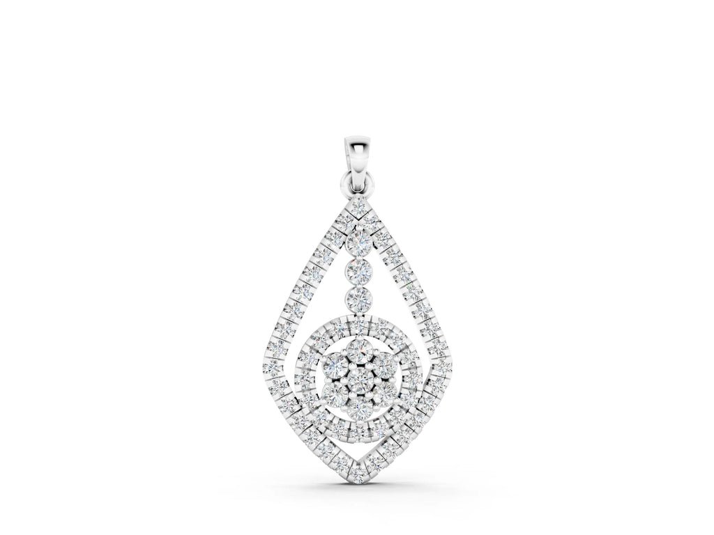 Silver Diamond Halo Pendant with Pavé Setting