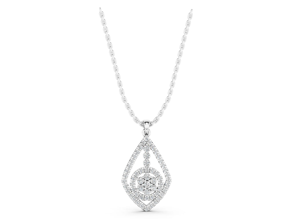 Silver Diamond Halo Pendant with Pavé Setting