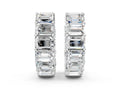Silver Emerald Diamond Huggie Hoop Earrings