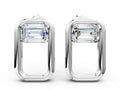 Silver Emerald Diamond Open Frame Stud Earrings