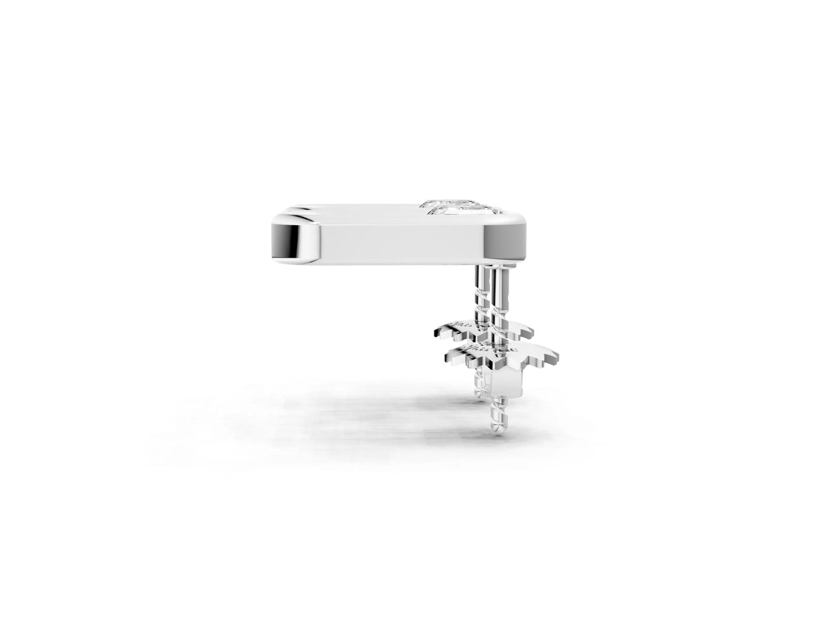 Silver Emerald Diamond Open Frame Stud Earrings