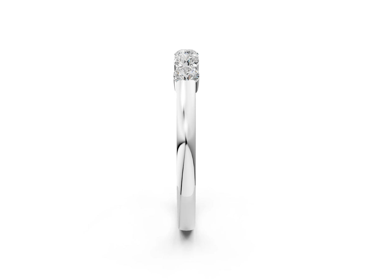 Silver Five-Stone Round Diamond Channel Set Band with Shared Prong Setting