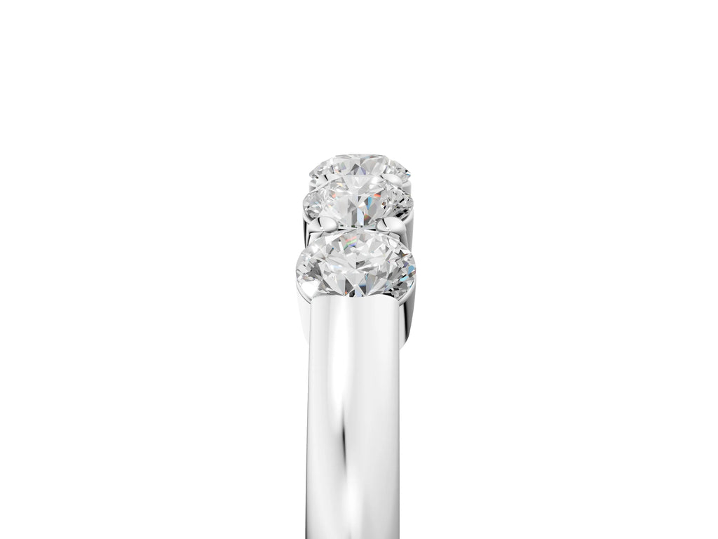 Silver Five-Stone Round Diamond Channel Set Band with Shared Prong Setting