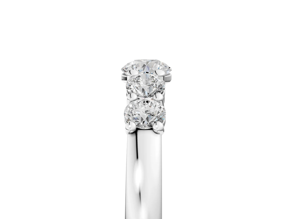 Silver Five-Stone Round Diamond Prong Set Half Eternity Band