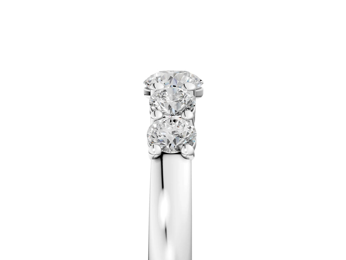 Silver Five-Stone Round Diamond Prong Set Half Eternity Band