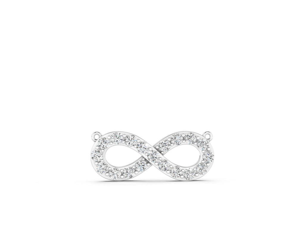 Silver Infinity Pendant with Round Cut Diamonds in Pavé Setting