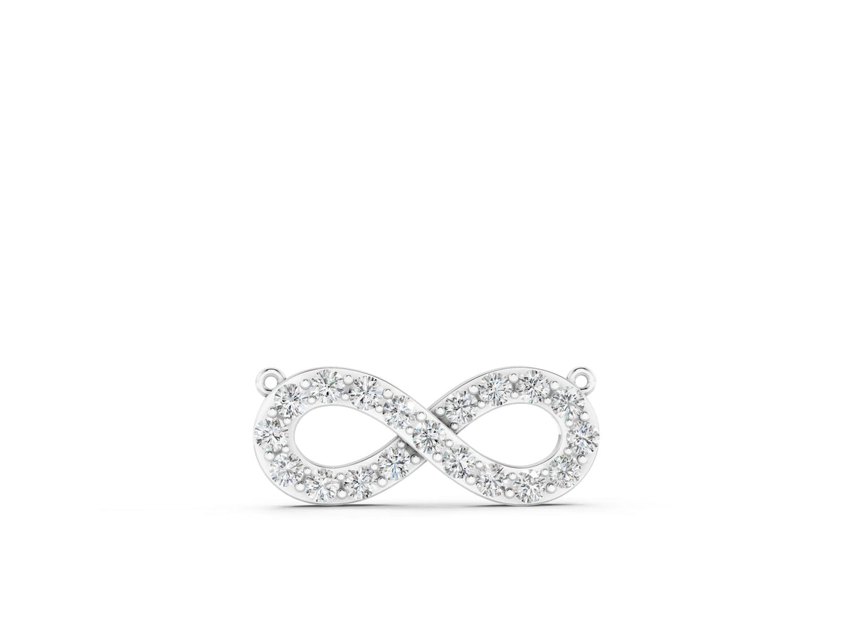 Silver Infinity Pendant with Round Cut Diamonds in Pavé Setting