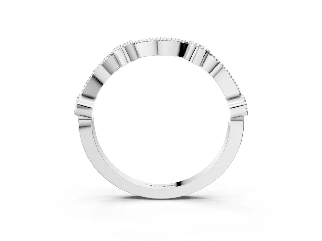Silver Milgrain Bezel and Marquise Diamond Band
